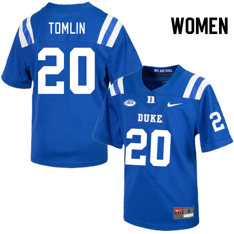 Women #20 Donald Tomlin Duke Blue Devils College Football Jerseys Stitched Sale-Royal - Click Image to Close
